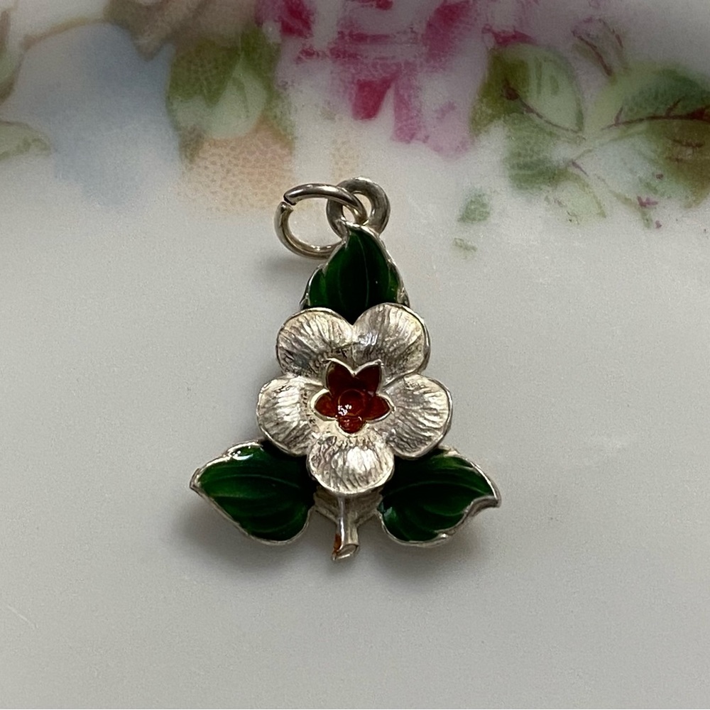 Vintage Sterling Enamel Flower Charm
